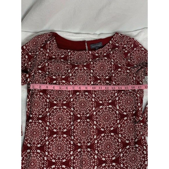 Luxology Dress SM red floral print laser cut lace - Picture 6 of 7